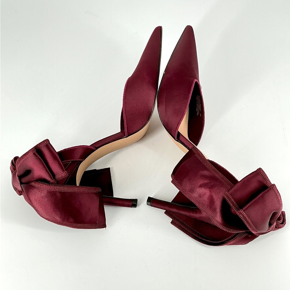 Steve Madden Size 9 Burgundy Satin Bow D'Orsay Stiletto Pumps NEW Belindah $119 - Picture 9 of 13